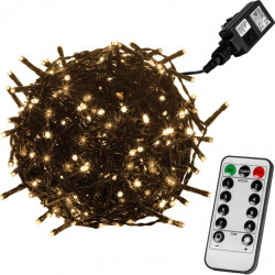 Vánoční LED osvětlení 5 m - teple bílá 50 LED + ovladač - zelený kabel