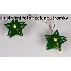 Vánoční dekorativní řetěz HOLZ - zelené stromky - 10 LED